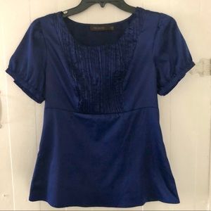 The Limited S crinkle pleat blouse dark blue
